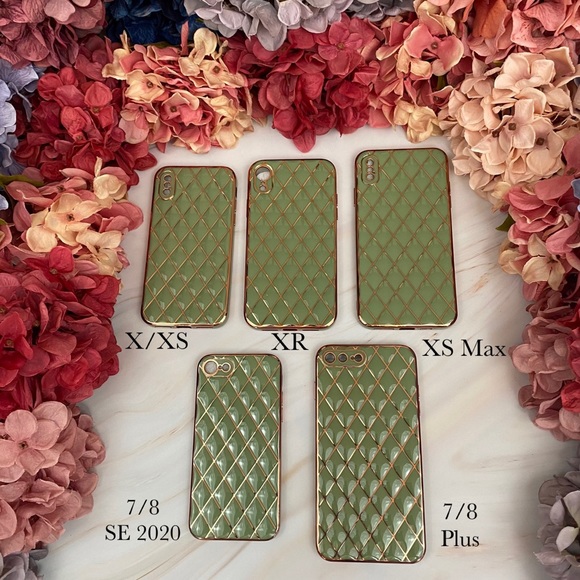 Luxury Sage Green and Gold Electroplated 3D Design iPhone & Samsung Galaxy Case - Picture 12 of 16